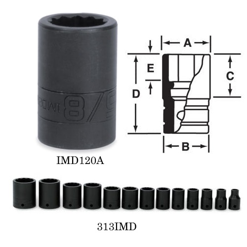 Snapon-1/2" Drive Tools-Shallow, Inches Impact Socket Set (1/2")